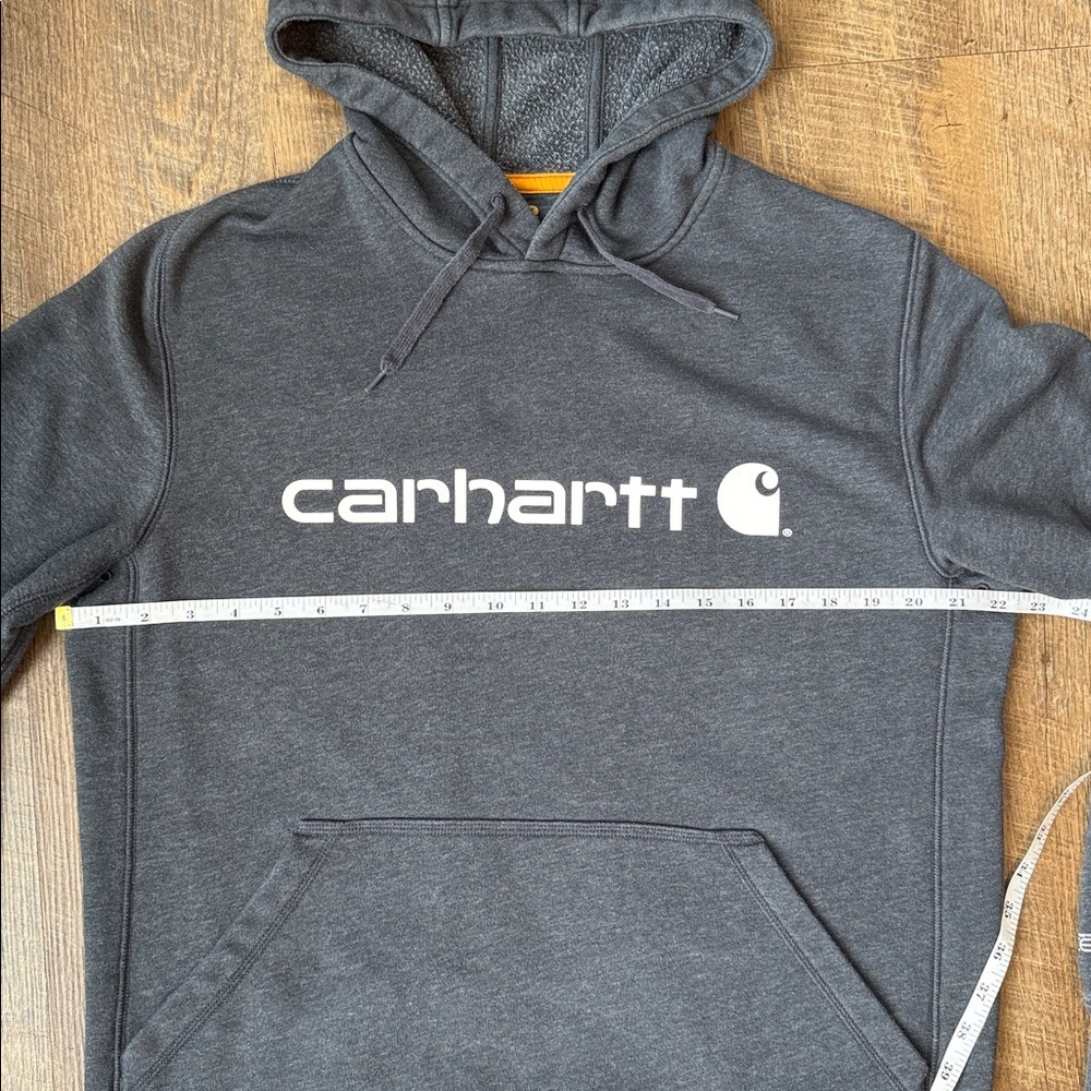 Carhartt Dark Gray Pullover Hoodie with White Logo Size Medium - Picture 6 of 11